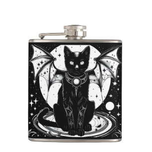 Cosmic Cat Bat Cat I Hip Flask