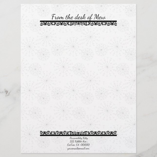 Cosmic Cat Dandelion Custom Letterhead (Front)