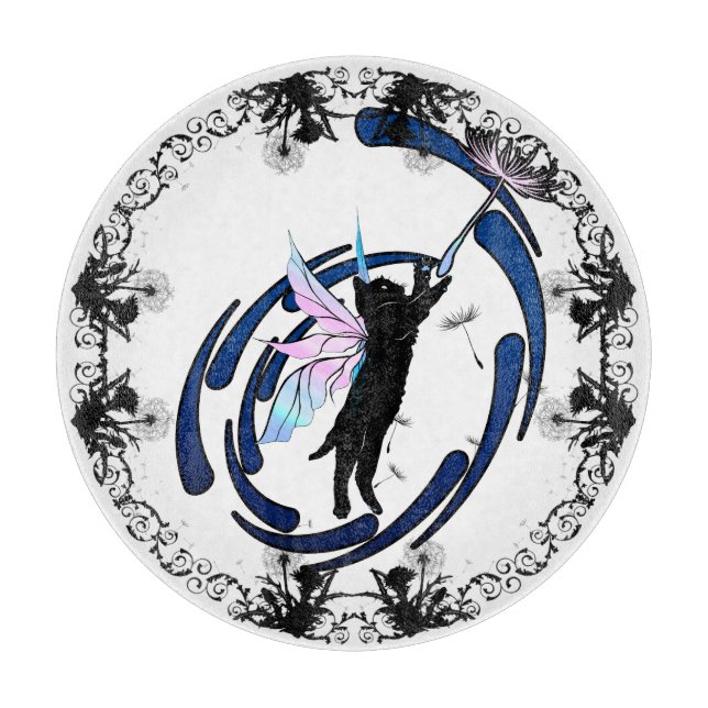 Cosmic Cat Dandelion Cutting Board (Front)