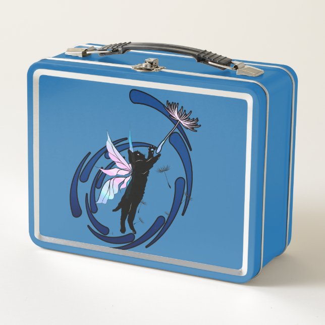 Cosmic Cat Dandelion Metal Lunch Box (Front)