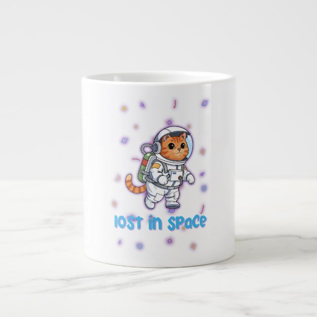 Cosmic Cat Explorer Large Coffee Mug (Front)