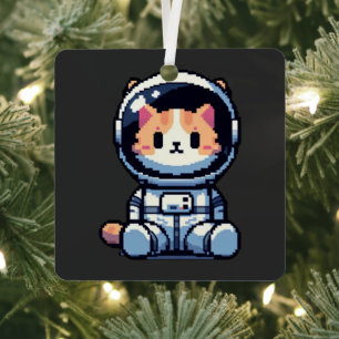 Cosmic Cat Explorer Metal Tree Decoration