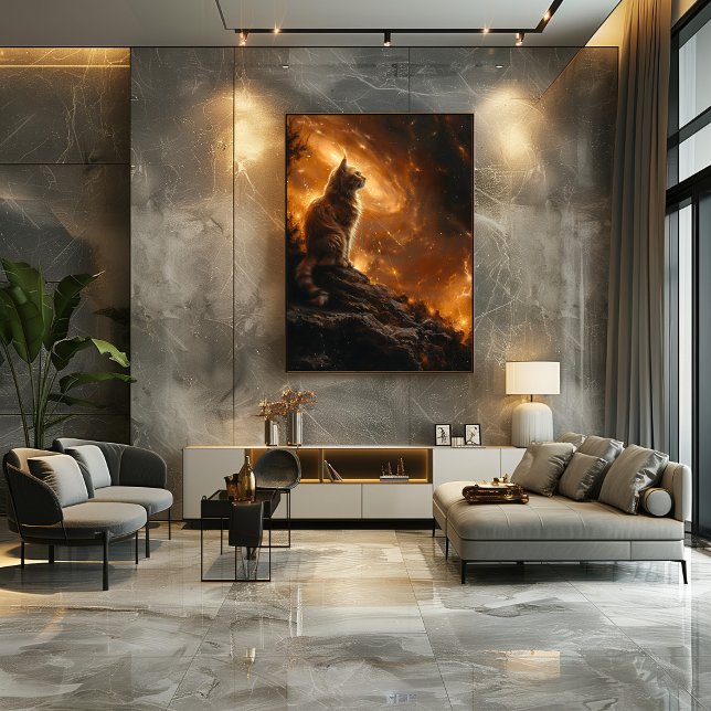 Cosmic Cat: Feline Majesty Under Stars Poster (Creator Uploaded)