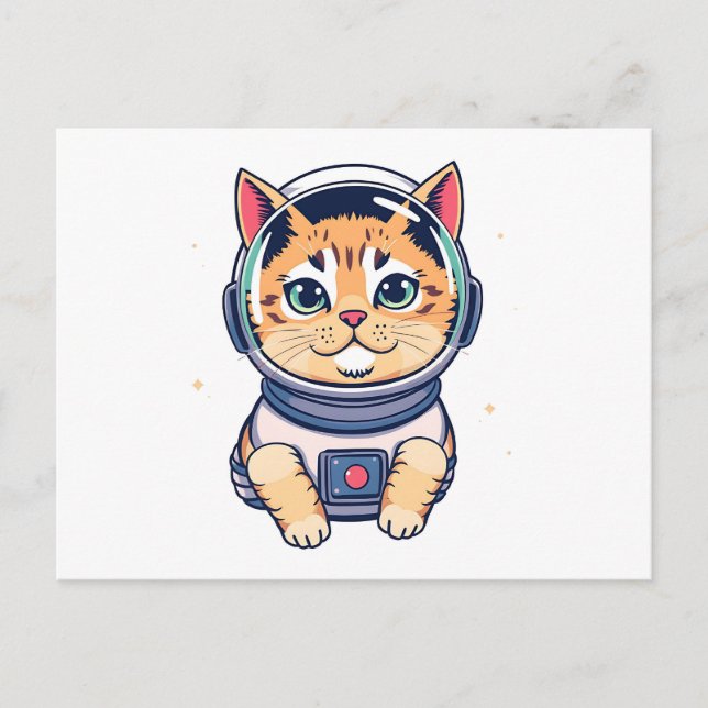 Cosmic Cat Fun Playful Postcard (Front)