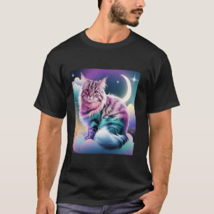 Cosmic Cat Galaxy Universe Moonlight Art Lunar Cat T-Shirt