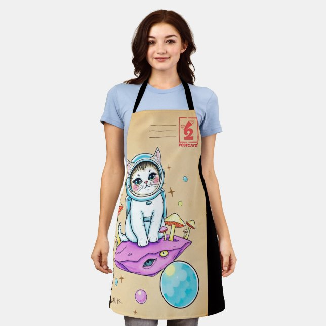 Cosmic Cat Kitchen Trip Apron (Worn)