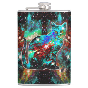 Cosmic Cat Lambda Hip Flask