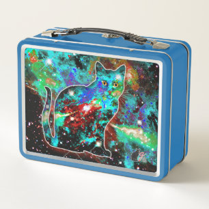 Cosmic Cat Lambda Metal Lunchbox