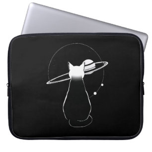 Cosmic Cat Minimalist Line Art Laptop Sleeve