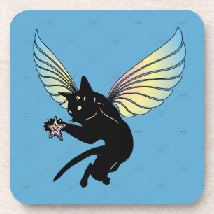 Cosmic Cat Moon and Stars Coaster