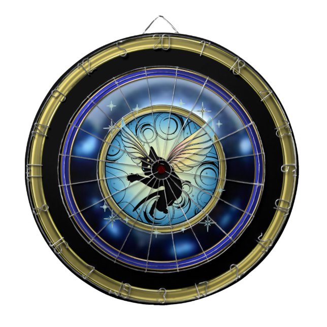 Cosmic Cat Moon and Stars Dartboard (Front)