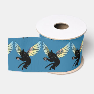 Cosmic Cat Moon and Stars Grosgrain Ribbon