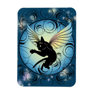 Cosmic Cat Moon and Stars Magnet