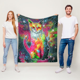 Cosmic Cat Omega Fleece Blanket