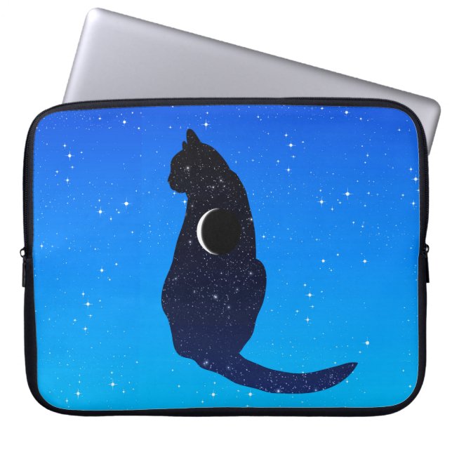 Cosmic Cat on a Starry Sky Background Laptop Sleeve (Front)