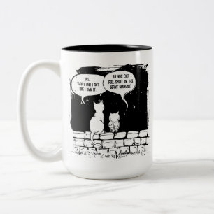 Cosmic Cat Perspective Funny Cat Art Two-Tone Coffee Mug