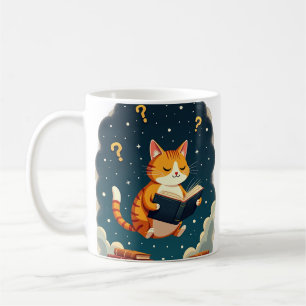 Cosmic Cat Reading Book Space Astronaut Science Fi Coffee Mug