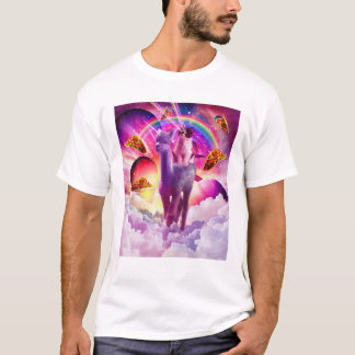 Cosmic Cat Riding Alpaca Unicorn T Shirt