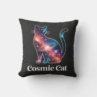 Cosmic Cat Silhouette Galaxy Space Stars Celestial Cushion