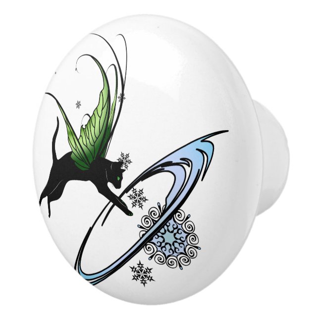 Cosmic Cat Snowflake Ceramic Knob (Right)