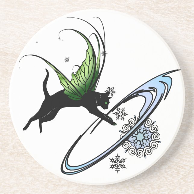 Cosmic Cat Snowflake Coaster (Front)