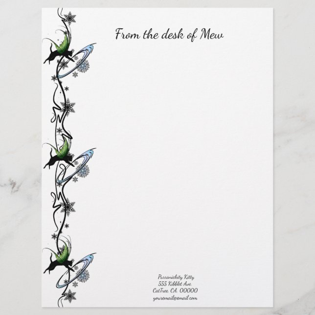 Cosmic Cat Snowflake Custom Letterhead (Front)