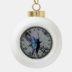 Cosmic Cat Star Ceramic Ball Christmas Ornament