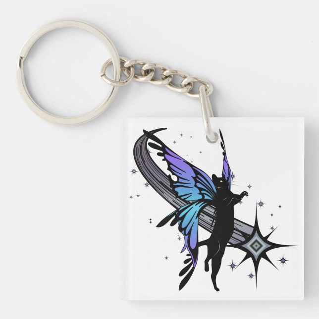 Cosmic Cat Star Key Ring (Front)