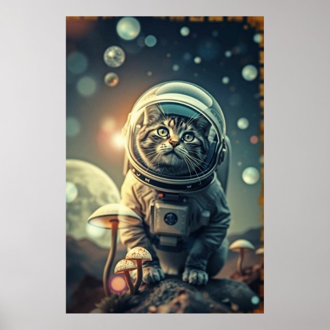 Cosmic Cat Trip – Retro Space Poster (Front)