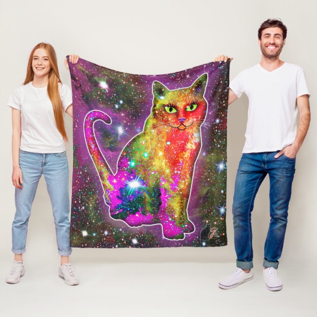 Cosmic Cat Zeta Fleece Blanket (In Situ)
