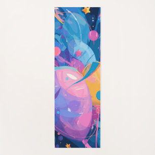 Cosmic Celebration: Abstract Floating Orbs and Sta Yoga Mat