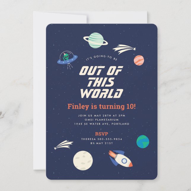 Cosmic Celebration Birthday Party 5x7 Invitation (Front)