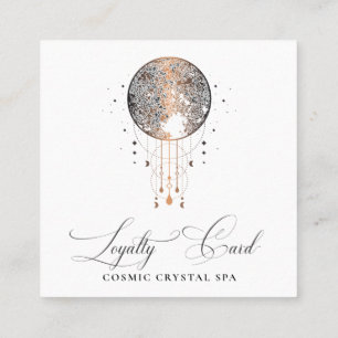 *~* Cosmic Celestial Boho QR Rewards Gold Stars Loyalty Card