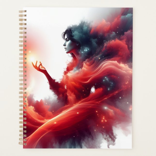 Cosmic Celestial Goddess Abstract Red Cloud Galaxy Planner (Front)