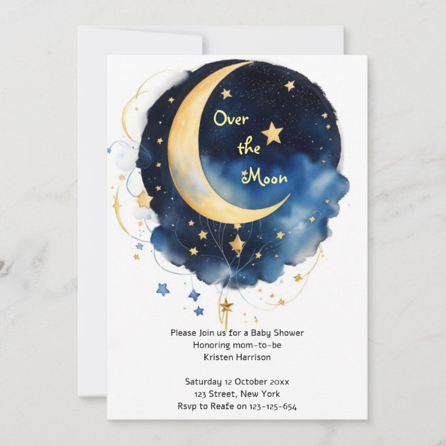 Cosmic Celestial Watercolor Baby Shower Invitation (Front)