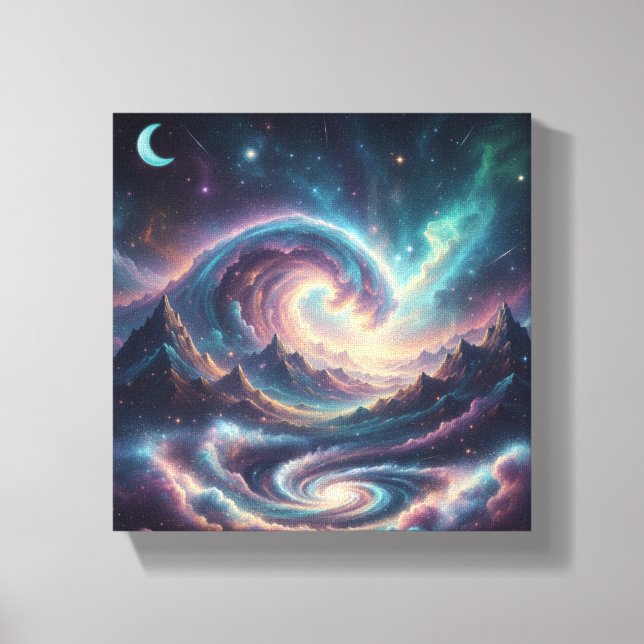 Cosmic Celestial Waves Wall Art | Moon & Ocean  (Front)