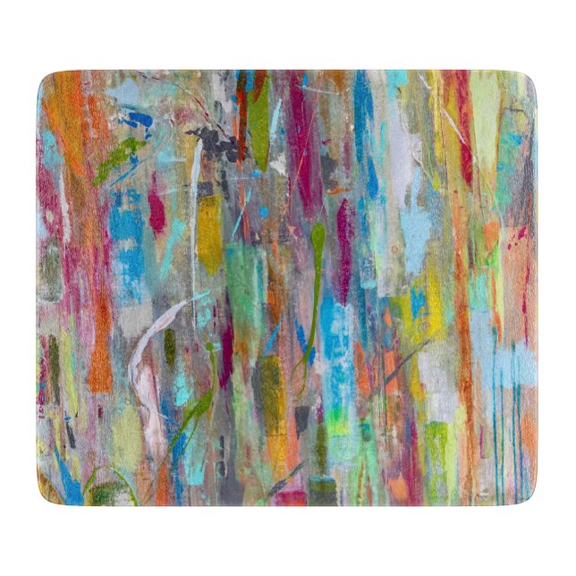 Cosmic Chaos 6 x 7 Deco Glass Cutting Board (Front)