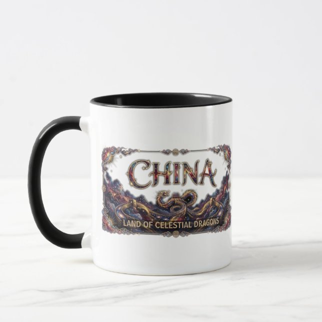 Cosmic China Dragon Great Wall Mug (Left)