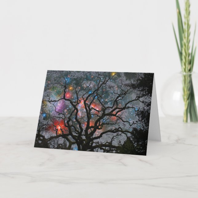 Cosmic Christmas Tree - 2 Holiday Card (Front)