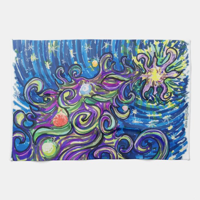 Cosmic Christmas Tree Tea Towel (Horizontal)