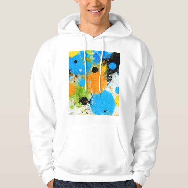 Cosmic Chromatic Splatter: Abstract Orbit Hoodie (Front)