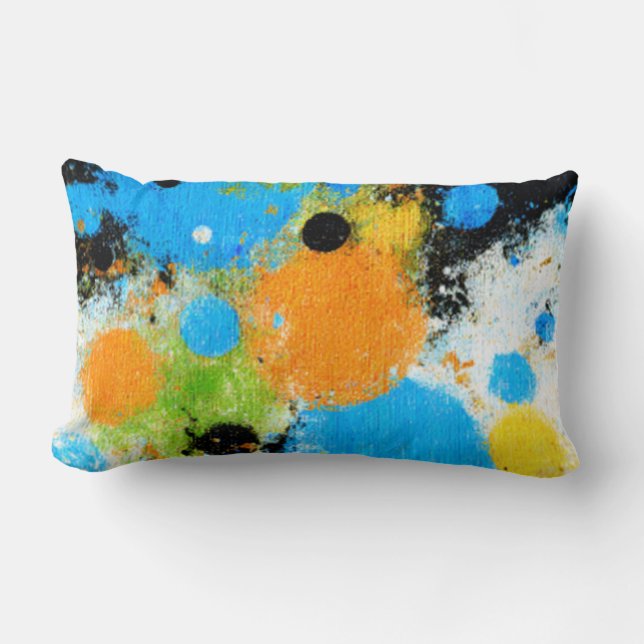 Cosmic Chromatic Splatter: Abstract Orbit Lumbar Cushion (Front)