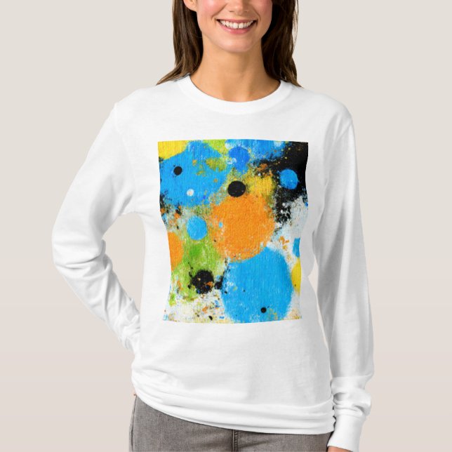 Cosmic Chromatic Splatter: Abstract Orbit T-Shirt (Front)