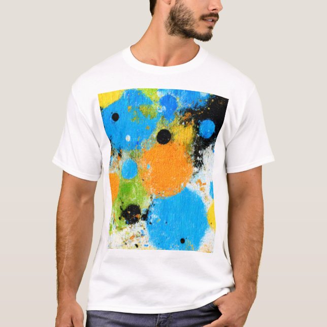 Cosmic Chromatic Splatter: Abstract Orbit T-Shirt (Front)