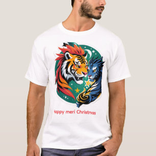 Cosmic Clash: Tiger & Dragon Spirit Fusion” T-Shirt