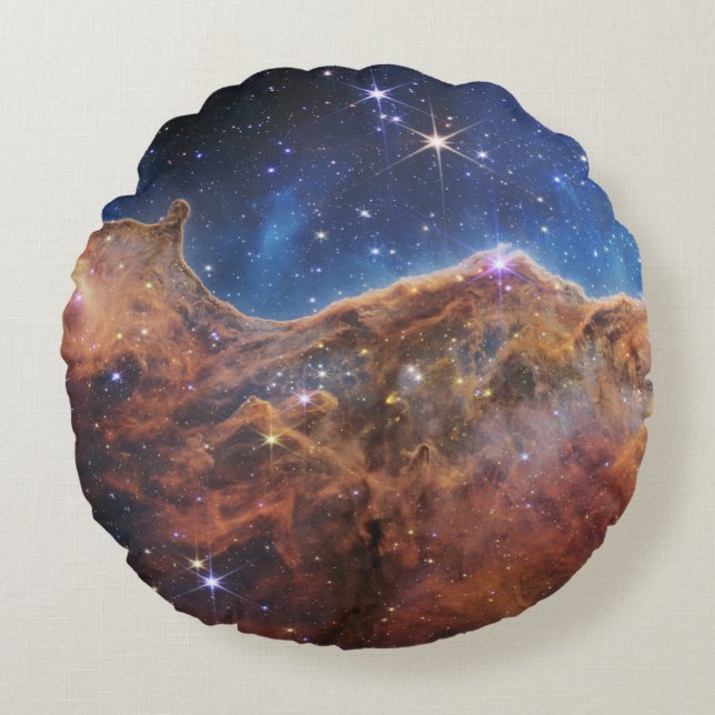 Cosmic Cliffs Carina Nebula Space Webb Telescope  Round Cushion (Front)