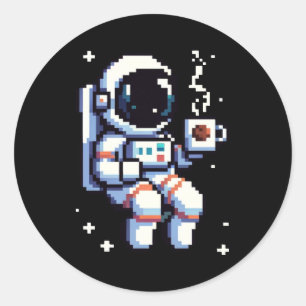 Cosmic Coffee Break: Astro Java - Space Sipper Classic Round Sticker