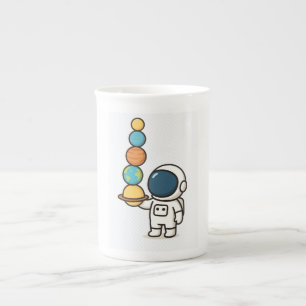 Cosmic Coffee Companion – Cute Astronaut Bone China Mug