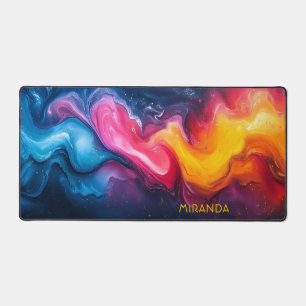 Cosmic Colors Abstract Desk Mat