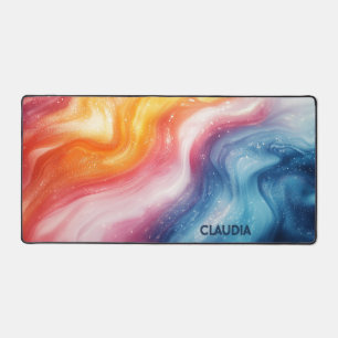 Cosmic Colors Abstract Desk Mat